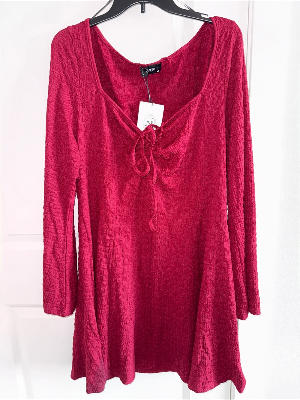 Cider Tie-Front Textured Dress